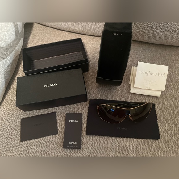Authentic Prada Tortoise Aviator ski shield sunglasses gently used